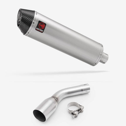 Lextek Brushed Stainless Steel RP1 400mm Exhaust with Link pipe for Kawasaki Z125 2018-2024