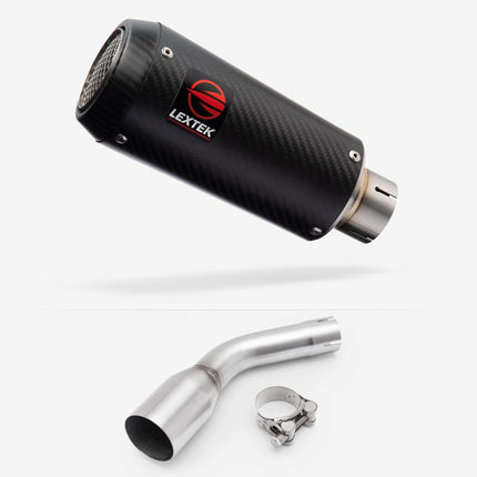 Lextek Carbon Fibre CP9C 180mm Exhaust with Link pipe for Kawasaki Z125 2018-2024