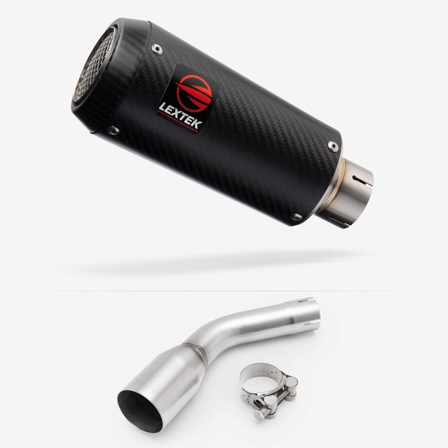 Lextek Carbon Fibre CP9C 180mm Exhaust with Link pipe for Kawasaki Z125 2018-2024