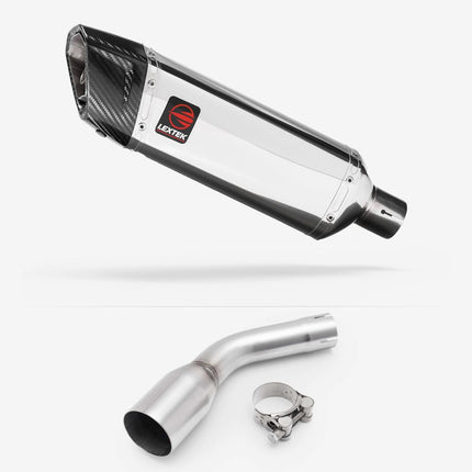 Lextek Polished Stainless Steel SP4 300mm Exhaust with Link pipe for Kawasaki Z125 2018-2024