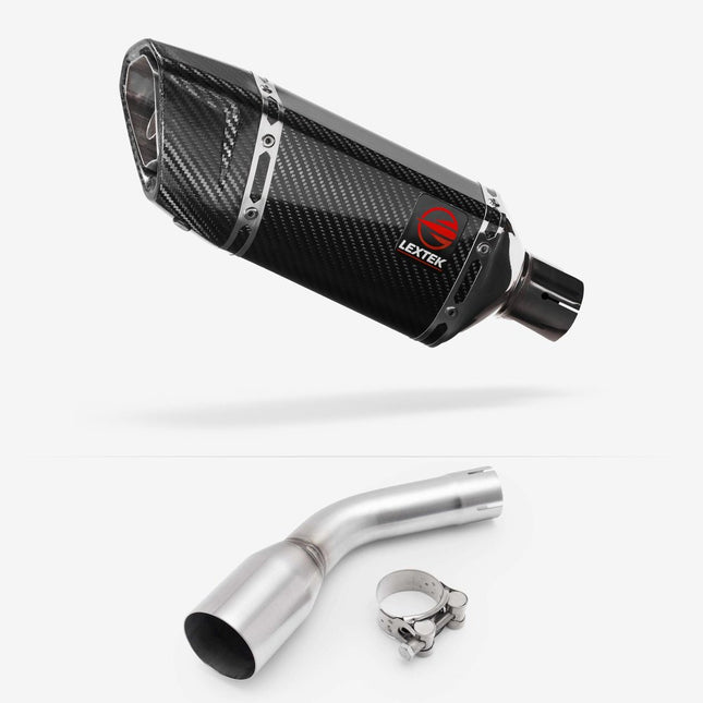 Lextek Carbon Fibre SP11C 200mm Exhaust with Link pipe for Kawasaki Z125 2018-2024