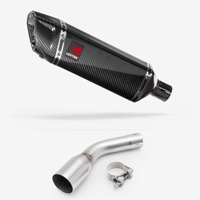 Lextek Carbon Fibre SP9C 300mm Exhaust with Link pipe for Kawasaki Z125 2018-2024