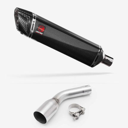 Lextek Carbon Fibre SP7C 400mm Exhaust with Link pipe for Kawasaki Z125 2018-2024