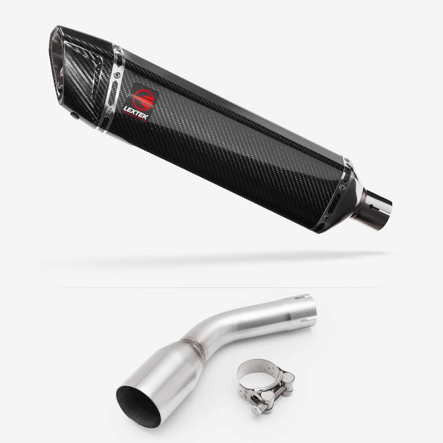 Lextek Carbon Fibre SP7C 400mm Exhaust with Link pipe for Kawasaki Z125 2018-2024