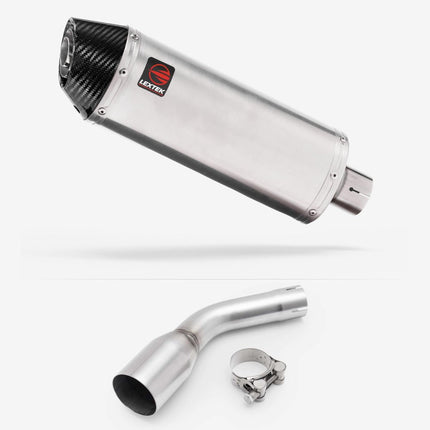 Lextek Brushed Stainless Steel RP2 300mm Exhaust with Link pipe for Kawasaki Z125 2018-2024