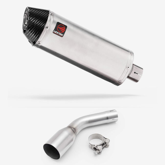 Lextek Brushed Stainless Steel RP2 300mm Exhaust with Link pipe for Kawasaki Z125 2018-2024