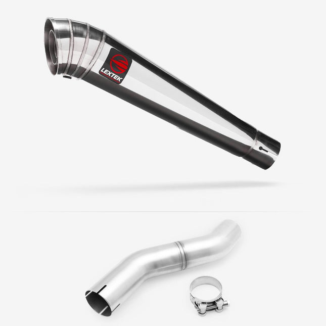 Lextek Polished Stainless Steel MP4 300mm Exhaust with Link pipe for Honda CBR 500 R 2025