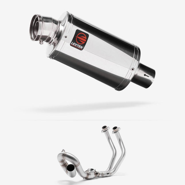 Lextek Chrome Stainless Steel OP4 200mm Low Level Exhaust System for Yamaha MT-07/XSR 700 2014-2024
