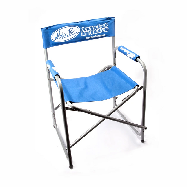 Director Chair White Blue Camping Paddock Seat Motion Pro