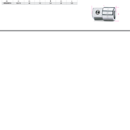 Adaptor 1/2 Female to 3/4 Male Drives 46mm - Beta Tools 920/16