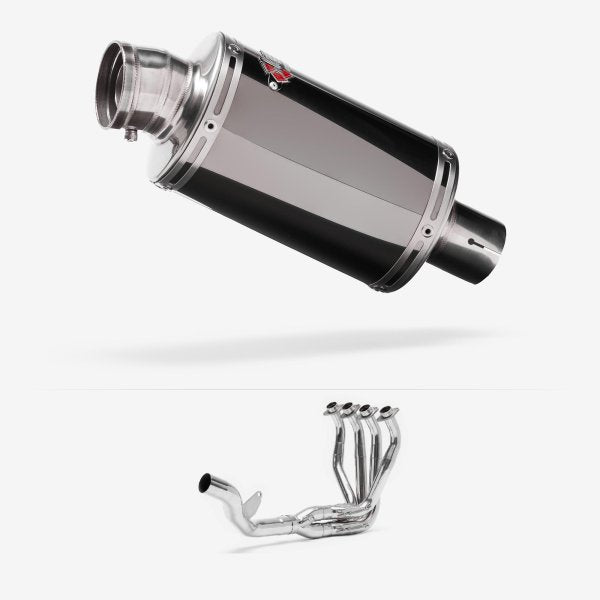 Lextek OP15 Dark Tint Stainless Exhaust System 200mm Single Sided for Kawasaki Z1000SX (10-19)