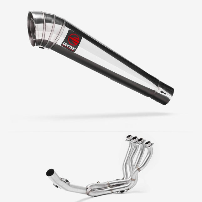 Lextek Polished Stainless Steel MP4 300mm Exhaust System for Suzuki GSXR 1000 (17-24)
