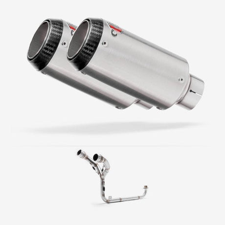 Lextek CP1 Matt S/Steel Carbon Tip Exhaust System 150mm Twin Underseat