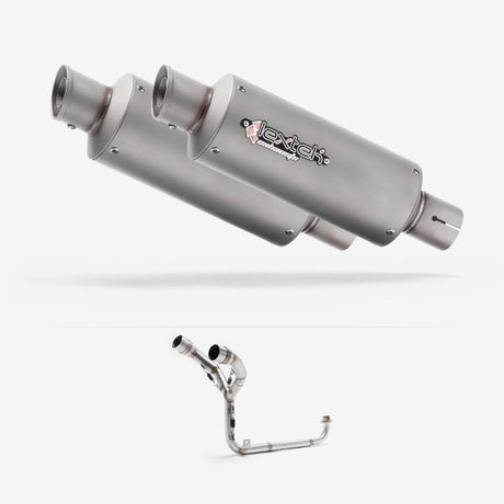 Lextek GP1 Matt S/Steel GP Stubby Exhaust System 240mm Twin Underseat