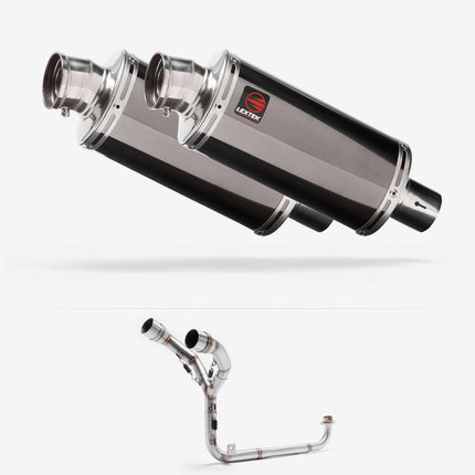 Lextek Smoked Stainless Steel OP16 250mm Twin Underseat Exhaust System