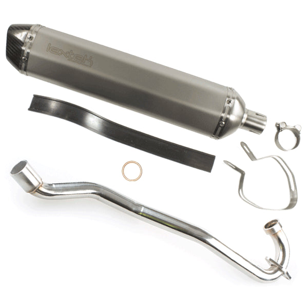 Lextek SA1 Matt S/Steel Hexagonal Exhaust 400mm for Lexmoto Adrenaline 125