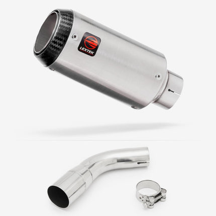 Lextek Matt Stainless Steel CP1 150mm Exhaust with Link Pipe for Suzuki SV650 (16-20)