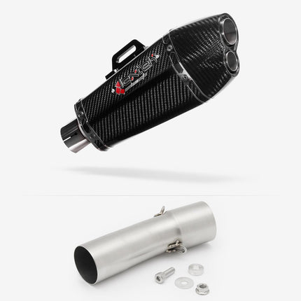 Lextek Carbon Fibre XP13C Exhaust 210mm with Link Pipe for BMW F 800 R (08-19)