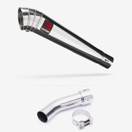Lextek Polished Stainless Steel MP4 300mm Exhaust with Link Pipe for Yamaha FZ8 Fazer (10-16)