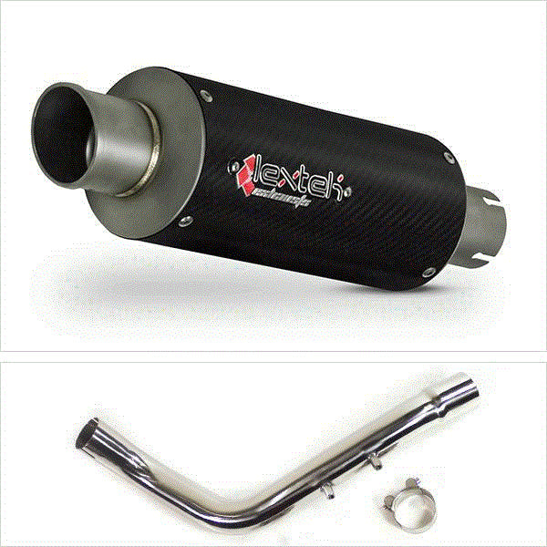 Lextek GP8C Carbon Fibre GP Stubby Exhaust 240mm with Link Pipe for Honda CB600 Hornet (98-02)