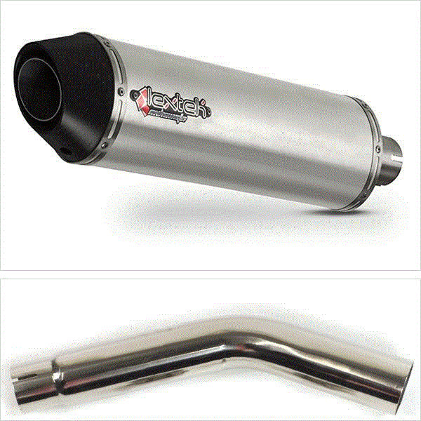 Lextek RP1 Gloss S/Steel Oval Exhaust 400mm with Link Pipe for Honda CB600F Hornet (07-12)