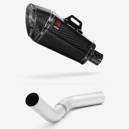 Lextek Carbon Fibre XP8C 210mm Exhaust with Brushed Link Pipe for Kawasaki Z800 (13-16)