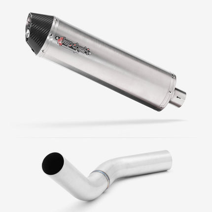 Lextek Brushed Stainless Steel RP1 400mm Exhaust with Brushed Link Pipe for Kawasaki Z800 (13-16)