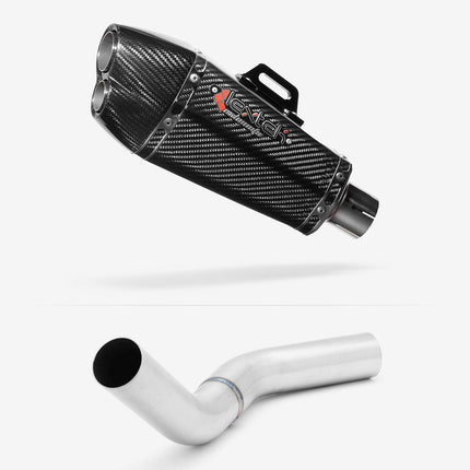 Lextek Carbon Fibre XP13C 210mm Exhaust with Brushed Link Pipe for Kawasaki Z800 (13-16)