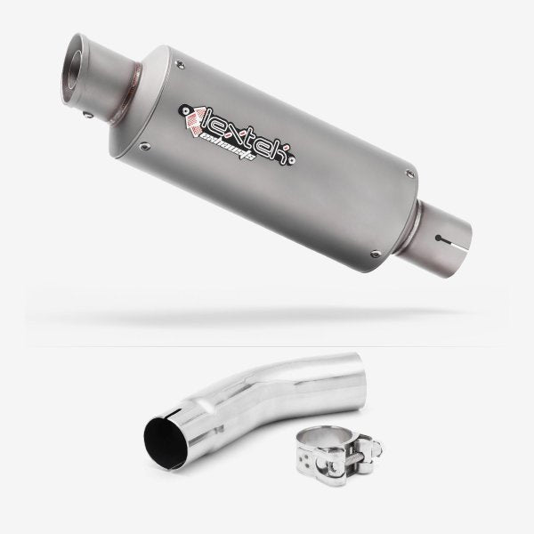 Lextek GP1 Matt S/Steel GP Stubby Exhaust 240mm with Link Pipe for Suzuki GSR750 (11-16)