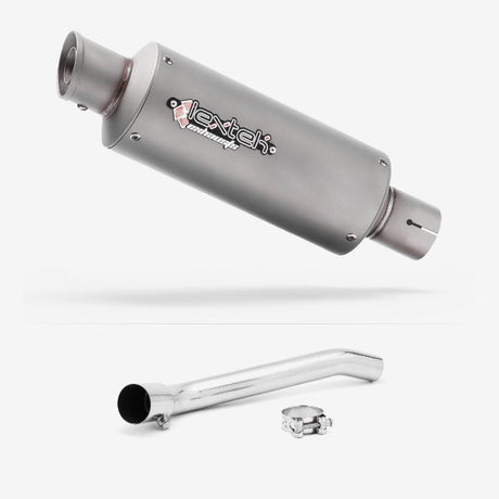 Lextek GP1 Matt S/Steel GP Stubby Exhaust 240mm with De-Cat Link Pipe for Suzuki GSXR 1000 (07-08)