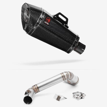 Lextek Carbon Fibre XP8C 210mm Exhaust with Link Pipe for KTM 125/200 Duke (11-16)