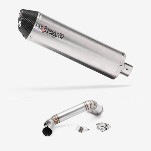 Lextek RP1 Gloss S/Steel Oval Exhaust 400mm with Link Pipe for KTM 125/200 Duke (11-16)