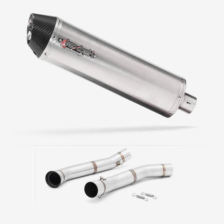 Lextek RP1 Gloss S/Steel Oval Exhaust 400mm with Link Pipe for KTM 690 Duke (12-15)