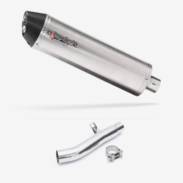 Lextek RP1 Gloss S/Steel Oval Exhaust 400mm with Link Pipe for Honda CBF600 F N (04-07)