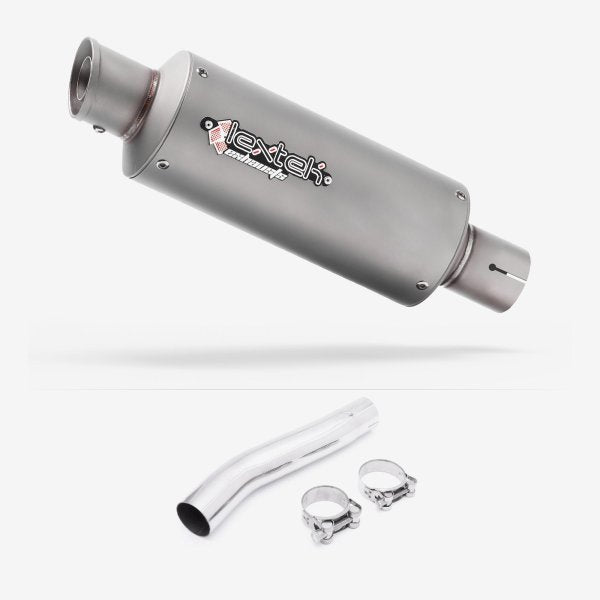 Lextek GP1 Matt S/Steel GP Stubby Exhaust 240mm with Link Pipe for Suzuki GSXR 600/750 (08-10)