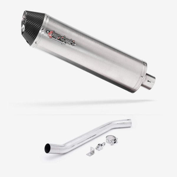 Lextek RP1 Gloss S/Steel Oval Exhaust 400mm High Level with Link Pipe