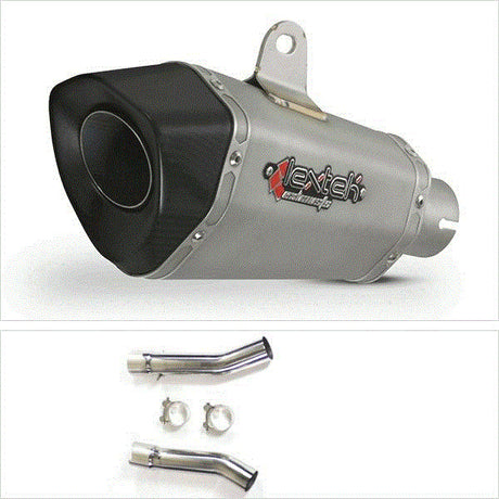 Lextek XP10 Matt S/Steel Exhaust 210mm with Link Pipes for Aprilia RSV 1000 R (04-08)/Tuono (05-09)