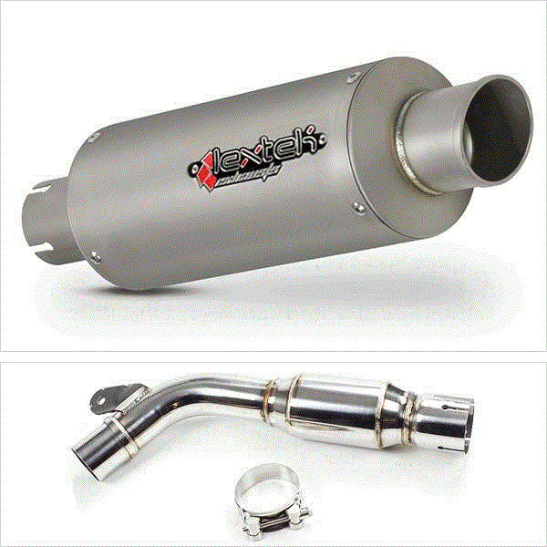 Lextek GP1 Matt S/Steel GP Stubby Exhaust System 240mm for Yamaha FZ6 (07-10)