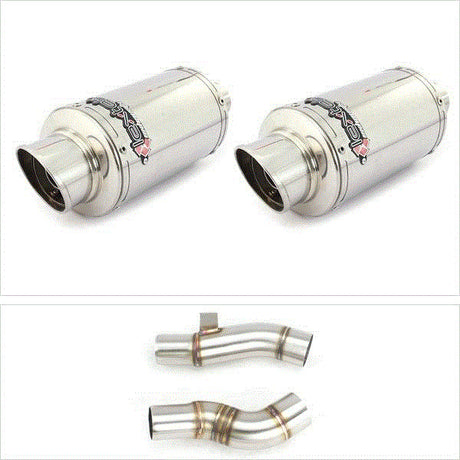 Lextek YP4 S/Steel Stubby Exhaust 200mm with Link Pipe for Kawasaki Z1000 (10-19)
