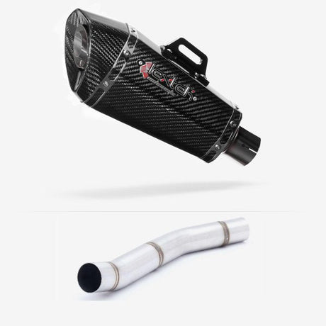 Lextek XP8C Carbon Fibre Exhaust 210mm with Link Pipe for Kawasaki Z750 (07-12)
