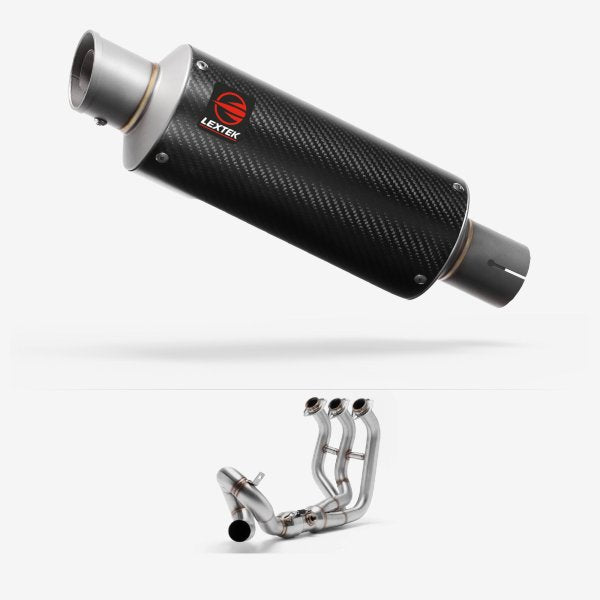 Lextek GP8C Carbon Fibre GP Stubby Exhaust System 240mm Low Level for Yamaha MT-09 (13-20)