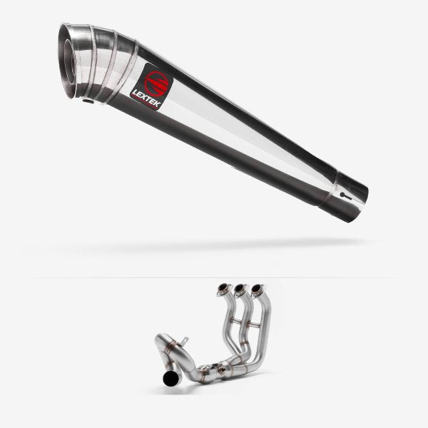 Lextek MP4 S/Steel Megaphone Exhaust System 300mm Low Level for Yamaha MT-09 (13-20)