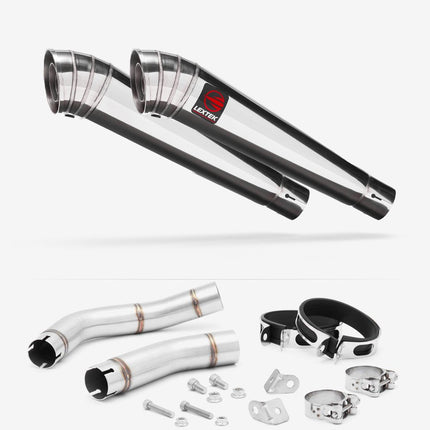 Lextek Polished Stainless Steel MP4 300mm Exhaust with Link Pipe for Yamaha YZF R1 (09-14)