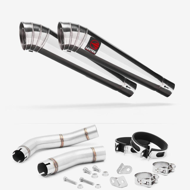 Lextek Polished Stainless Steel MP4 300mm Exhaust with Link Pipe for Yamaha YZF R1 (09-14)