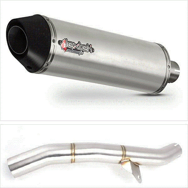 Lextek RP1 Gloss S/Steel Oval Exhaust 400mm with Link Pipe for Honda CBR600 F/FR/FS (01-02)