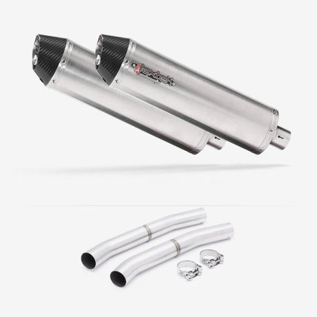 Lextek RP1 Gloss S/Steel Oval Exhaust 400mm with Link Pipes for Suzuki GSX 1300 R Hayabusa (08-17)