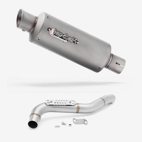 Lextek GP1 Matt S/Steel GP Stubby Exhaust 240mm with Link Pipe for Triumph Tiger 1050 (07-12)