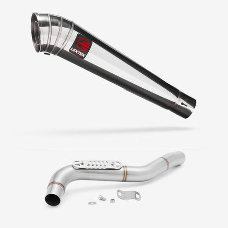 Lextek MP4 S/Steel Megaphone Exhaust 300mm with Link Pipe for Triumph Tiger 1050 (07-12)