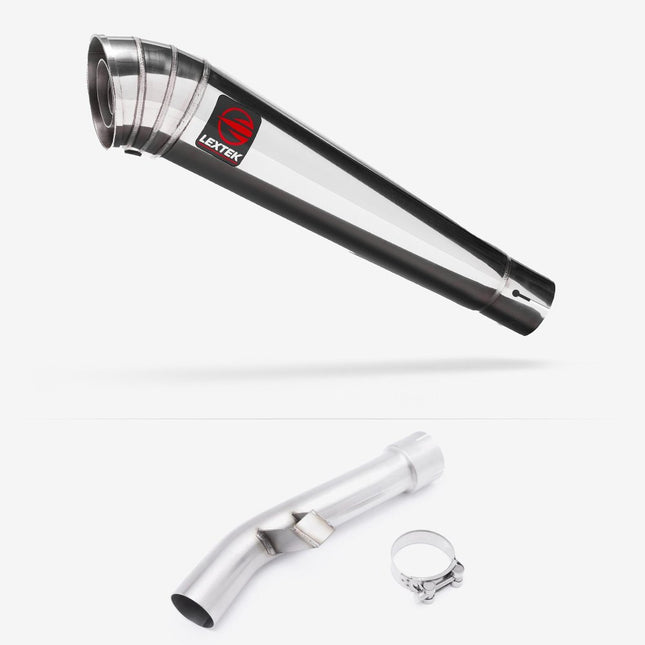 Lextek Polished Stainless Steel MP4 300mm Exhaust with Link Pipe for Yamaha FZ1 (06-15)