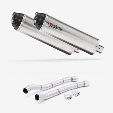 Lextek RP1 Gloss S/Steel Oval Exhaust 400mm with Link Pipes for Kawasaki ZZR1400 (12-19)